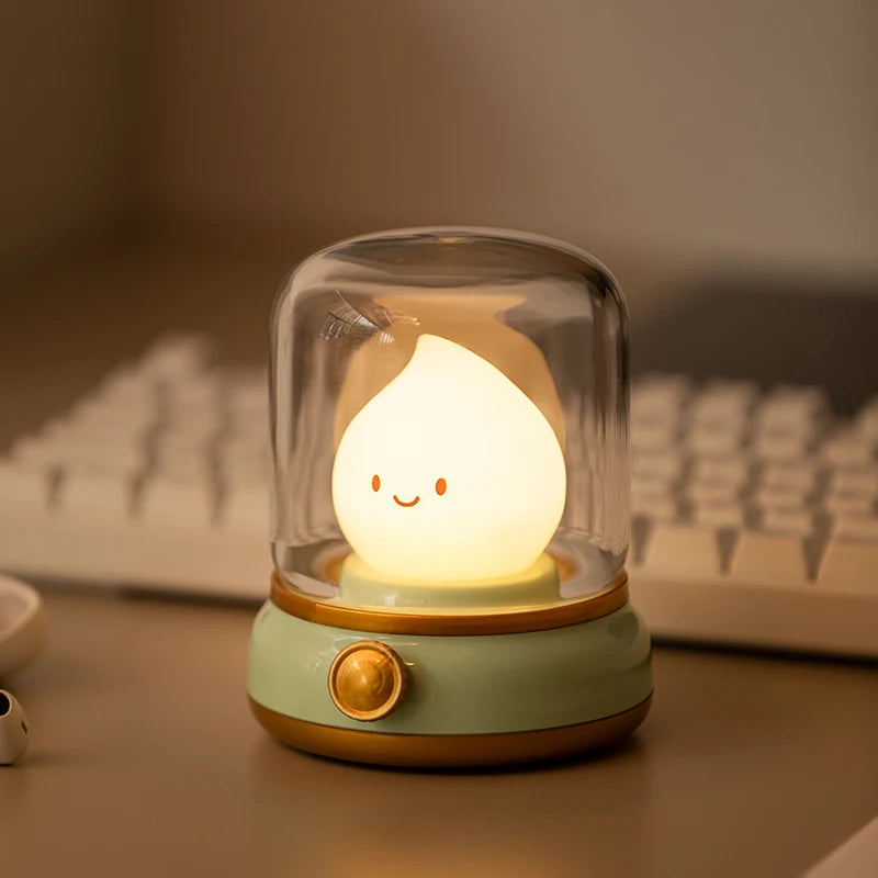 Mini Desktop LED Cute Night Lamp - USB Rechargeable Cartoon Table Lamp for Home Decor